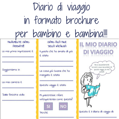 Diario di viaggio in formato brochure per bambino e bambina